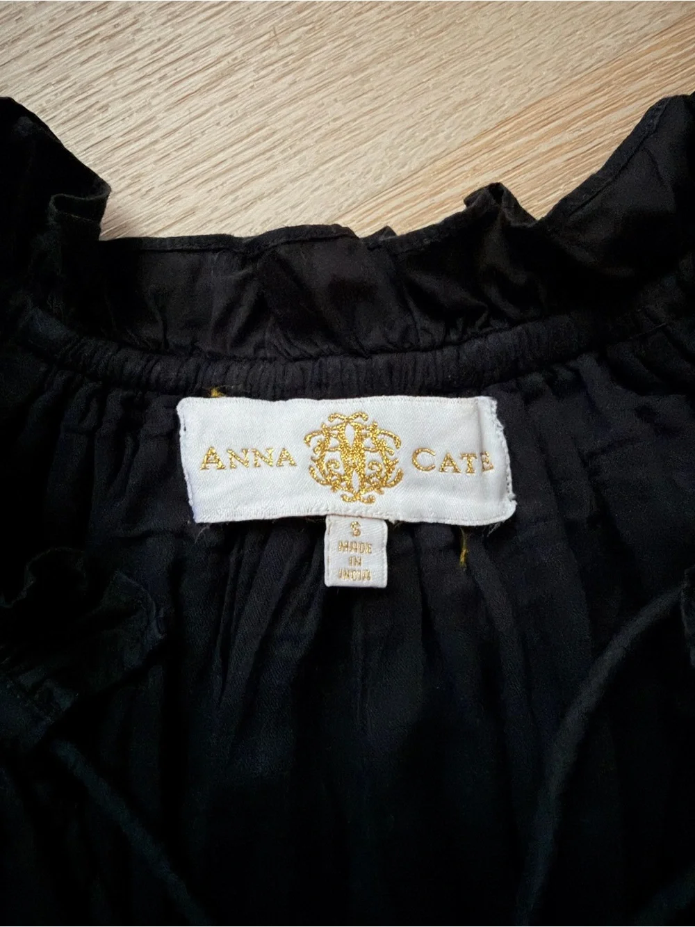 $258 Anna Cate Tuckernuck Aimee Poplin Mini Dress Black Tiered Ruffle Cotton S-M